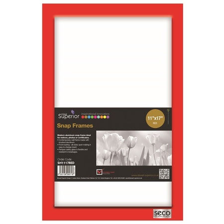 SECO Poster Snap Frame, 11" x 17", 1" Profile, Red SN1117RED